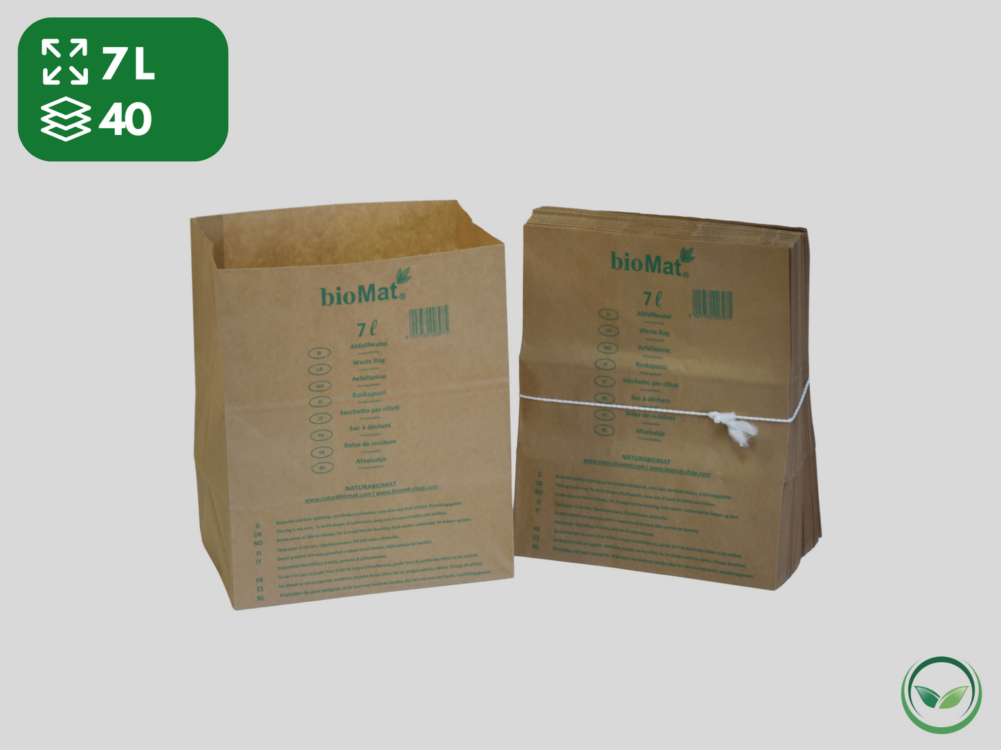 7L - Papirnate vreće za biootpad otporne na vlagu (1 paket)